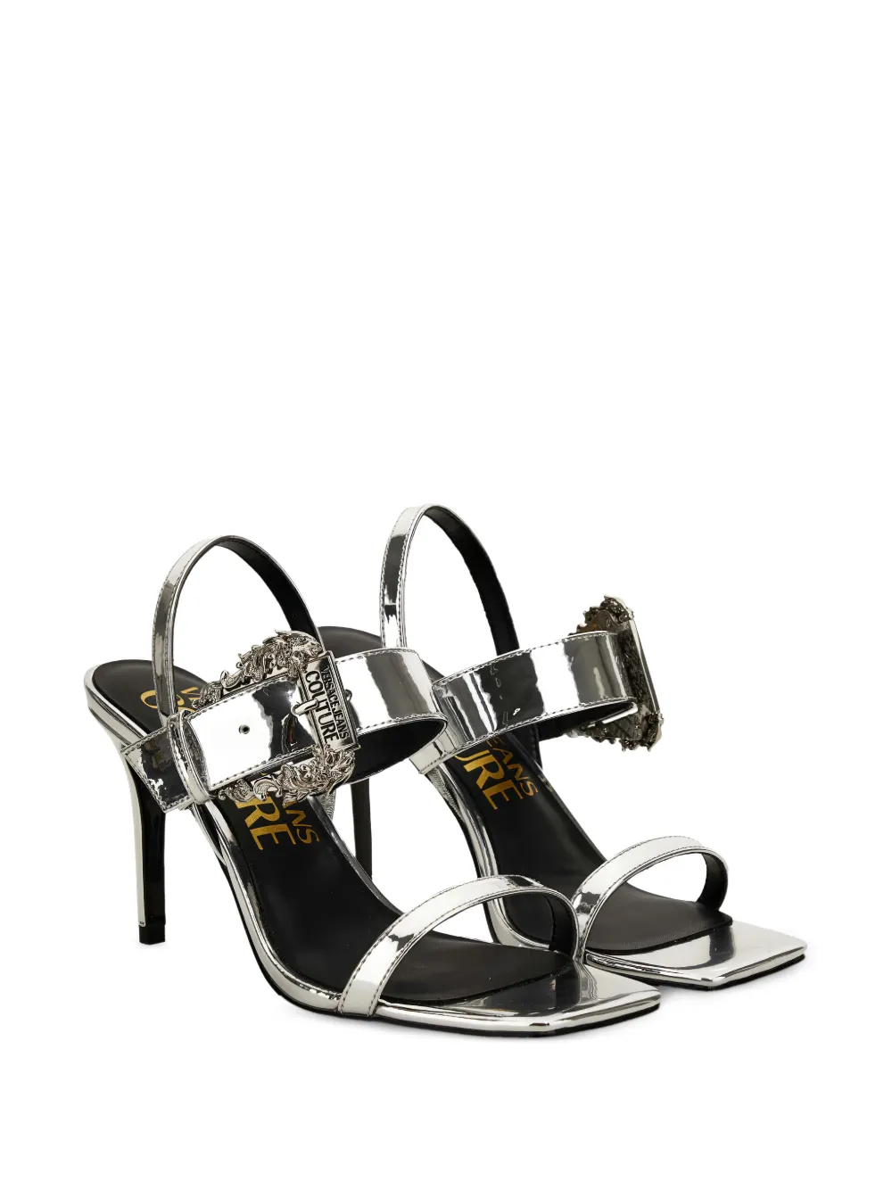  Versace Jeans Couture Embelished-buckle Strappy Sandals - Silver 