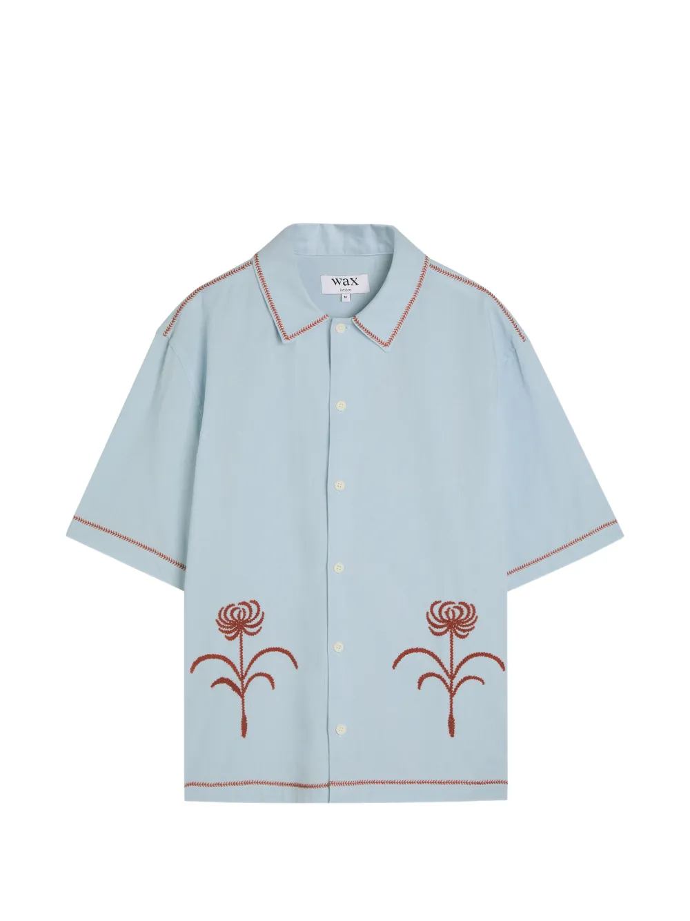 Wax London Keats floral-embroidered shirt – Blue