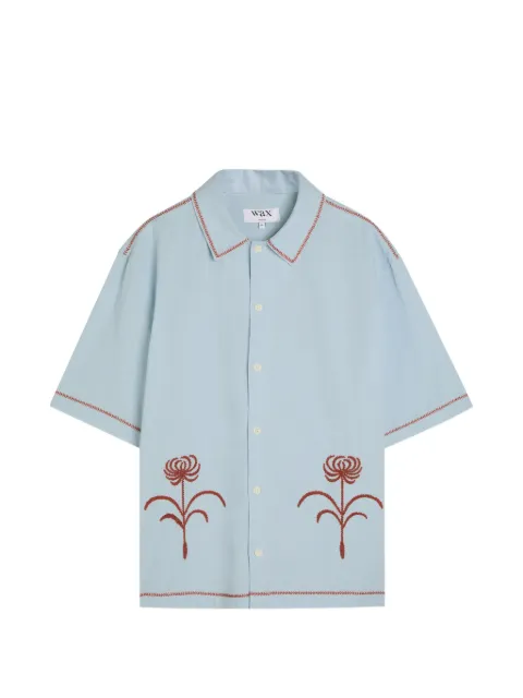 Wax London Keats floral-embroidered shirt