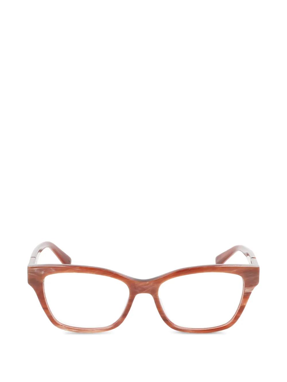 Longchamp marble-effect rectangle-frame glasses - Rosso