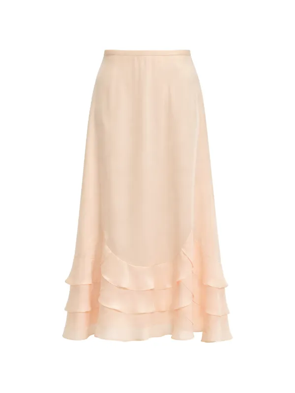 Simone Rocha Ruffled Midi Skirt in Pink