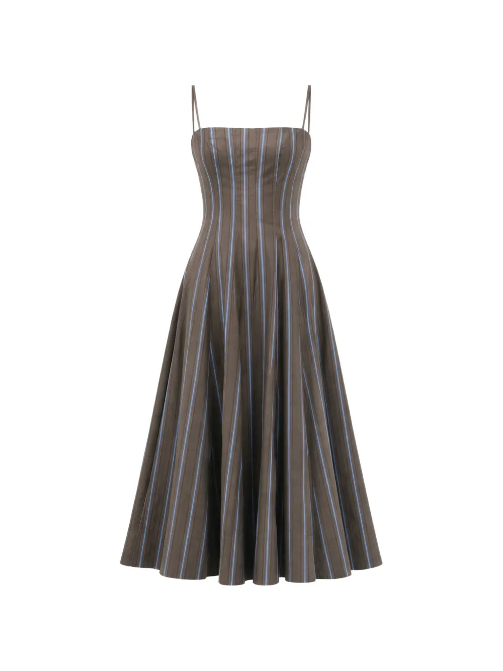 STAUD striped A-line midi dress - Grigio