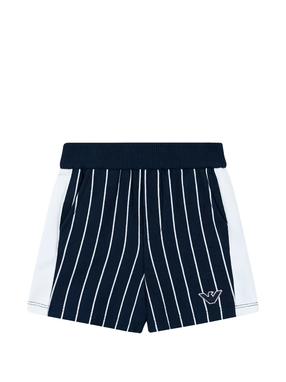 Emporio Armani Kids striped logo shorts - Blue
