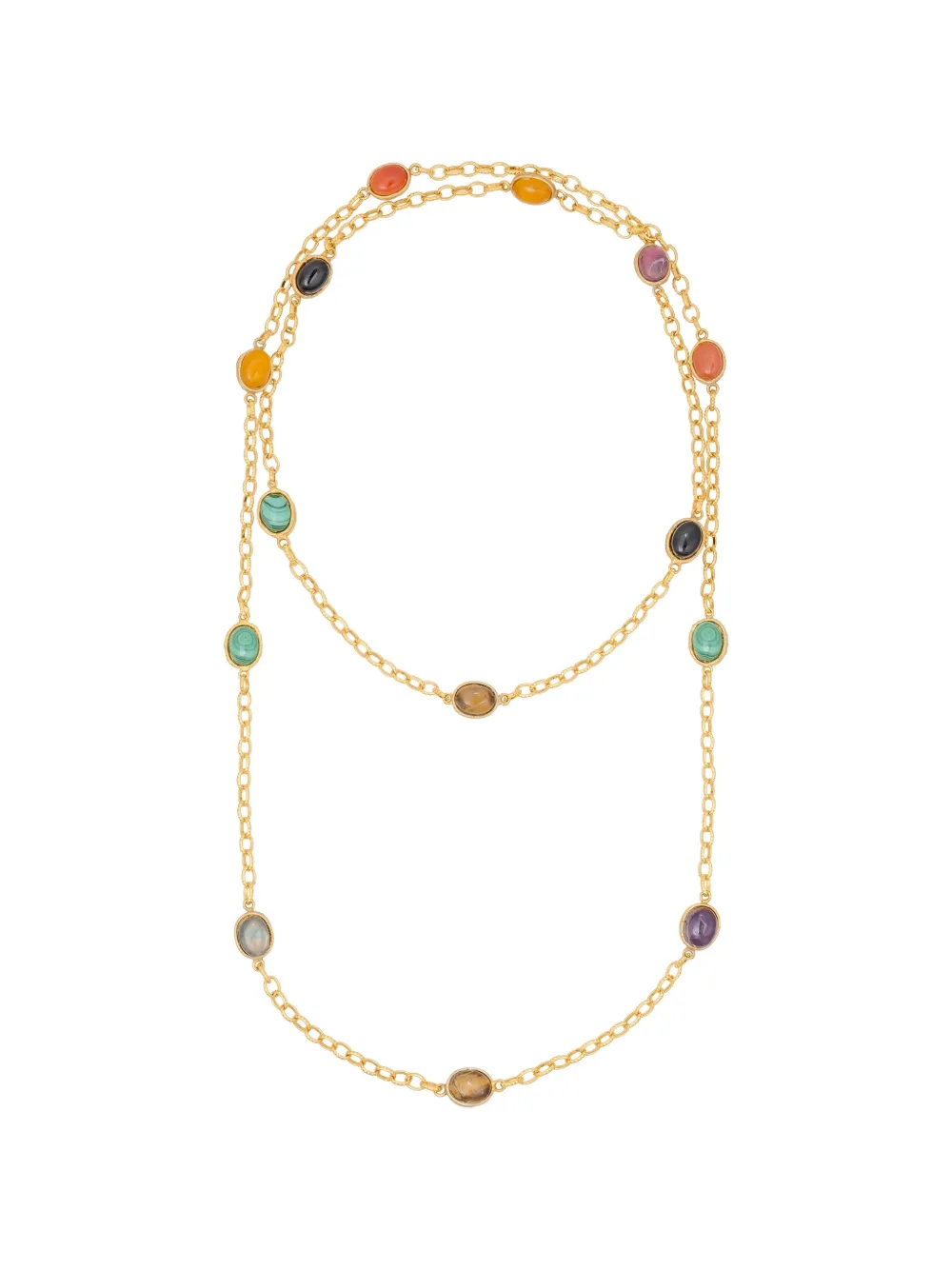 Sylvia Toledano River Chain Oval Stones Necklace In Gold