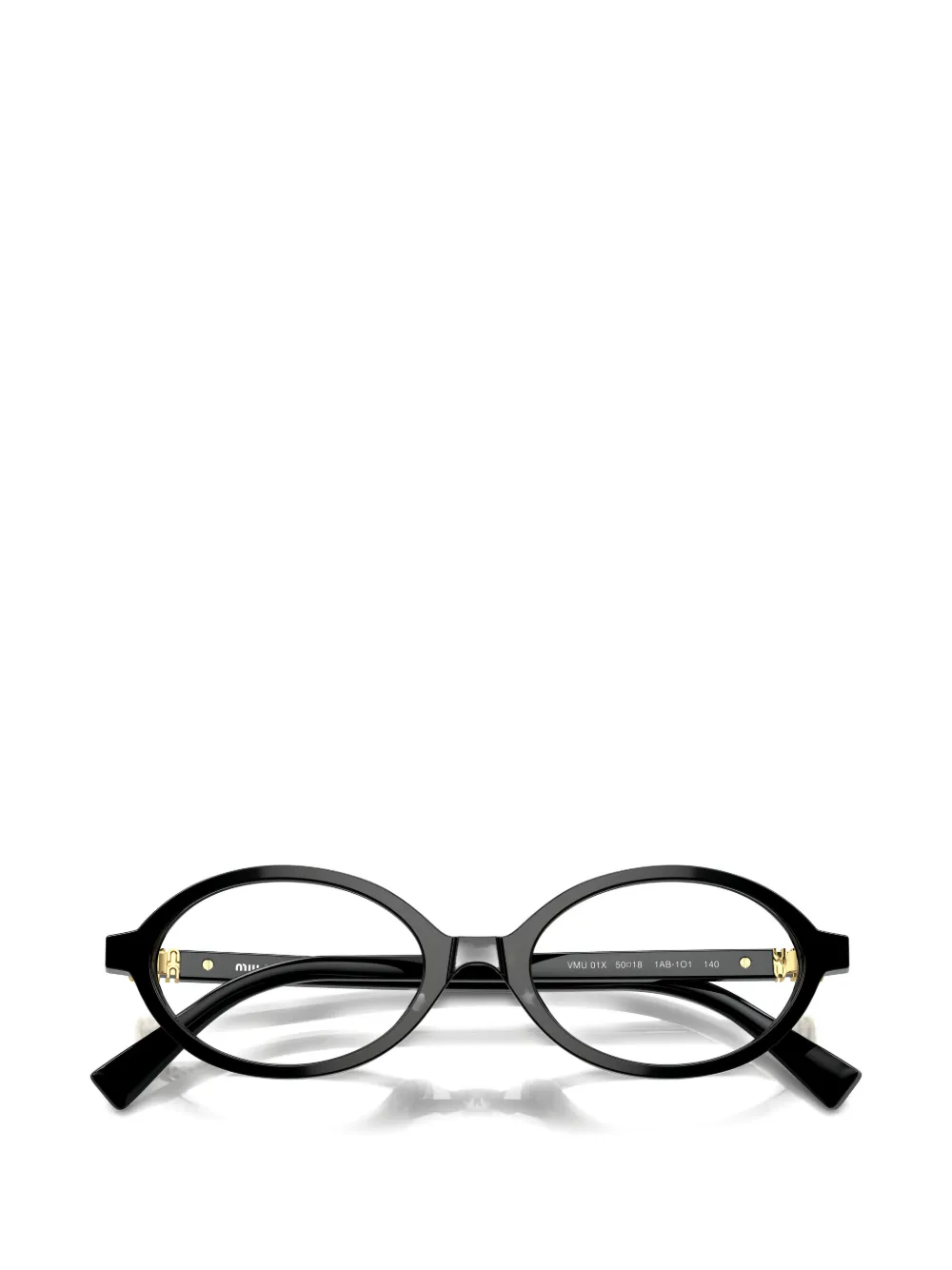 Miu Eyewear Bril met rond montuur en logo Zwart