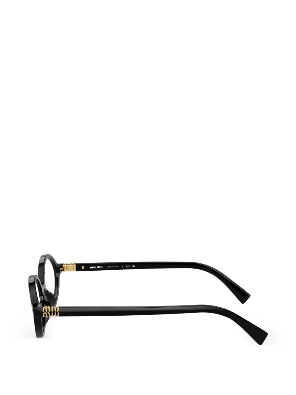 Miu Eyewear Bril met rond montuur en logo Zwart
