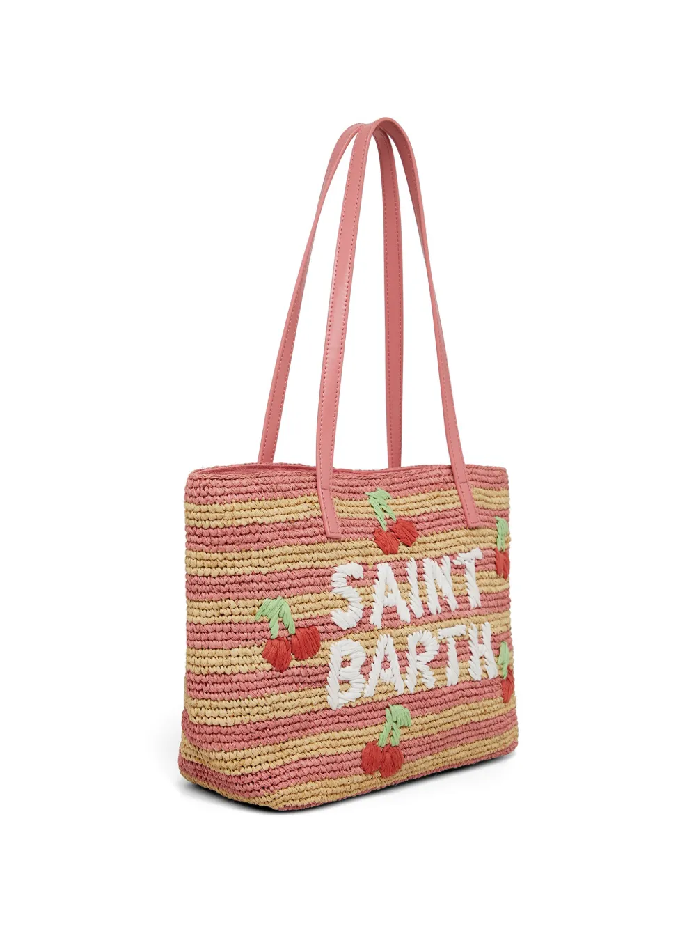 City Striped Cherry Raffia Shoulder Bag