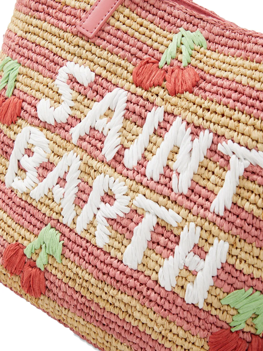 City Striped Cherry Raffia Shoulder Bag