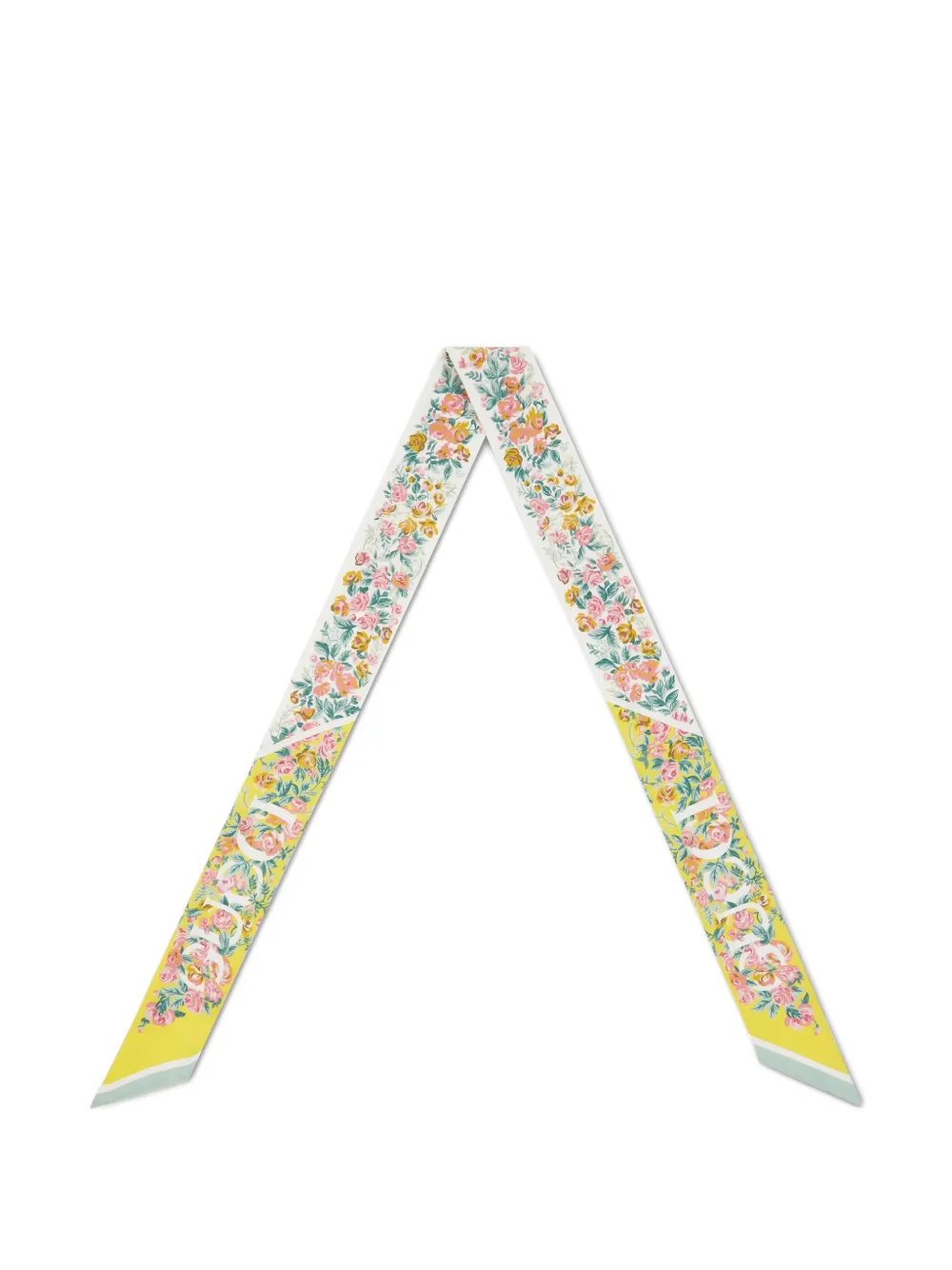  Gucci Floral Print Bow Scarf - Yellow 