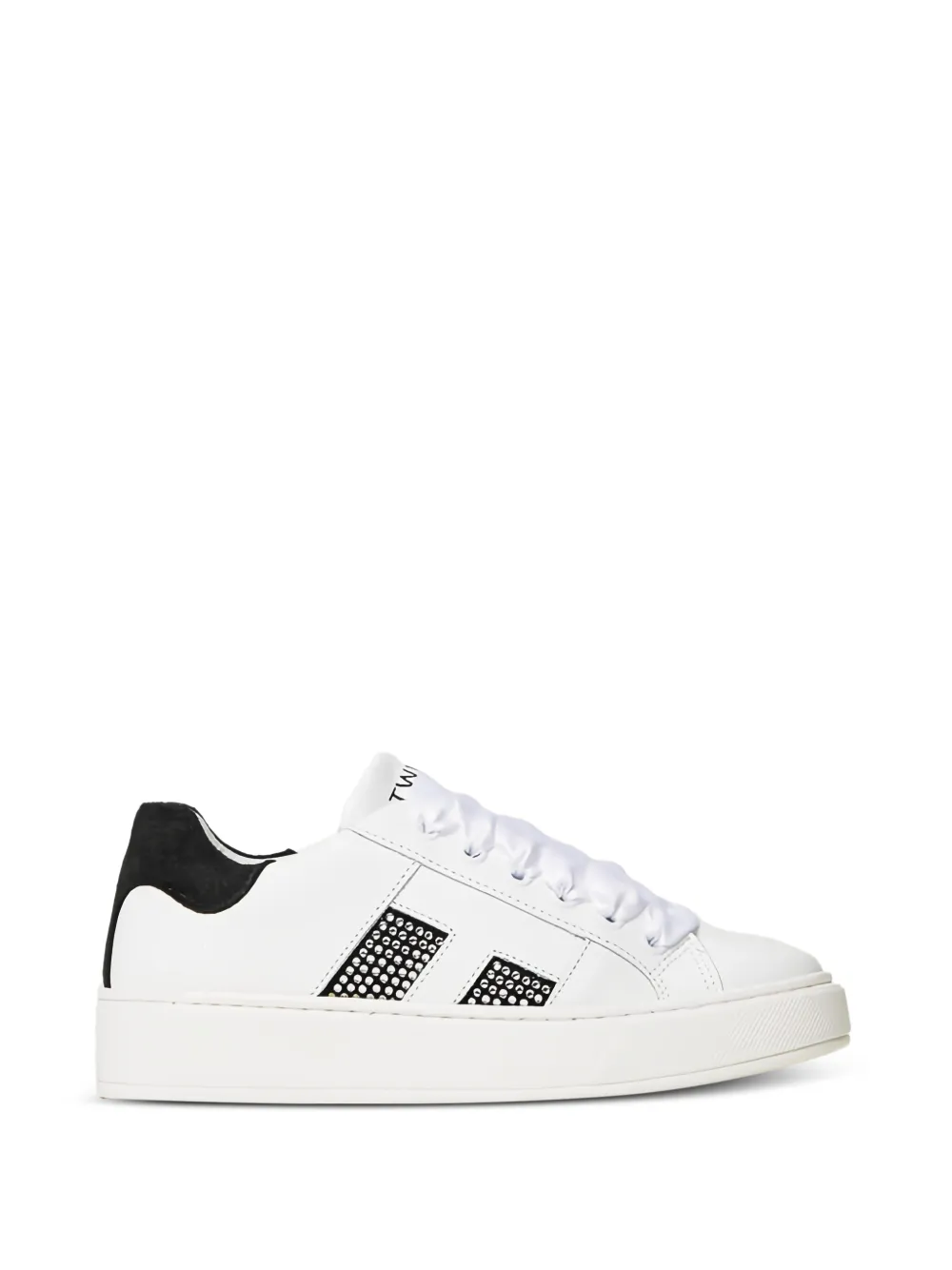 TWINSET Kids rhinestones leather sneakers - Bianco
