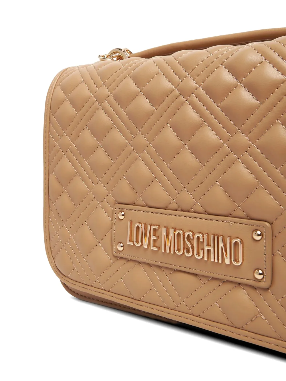 Love Moschino Gewatteerde crossbodytas met ketting Beige