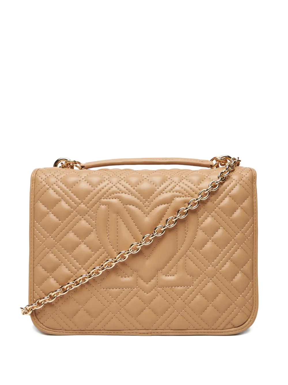 Love Moschino Gewatteerde crossbodytas met ketting Beige