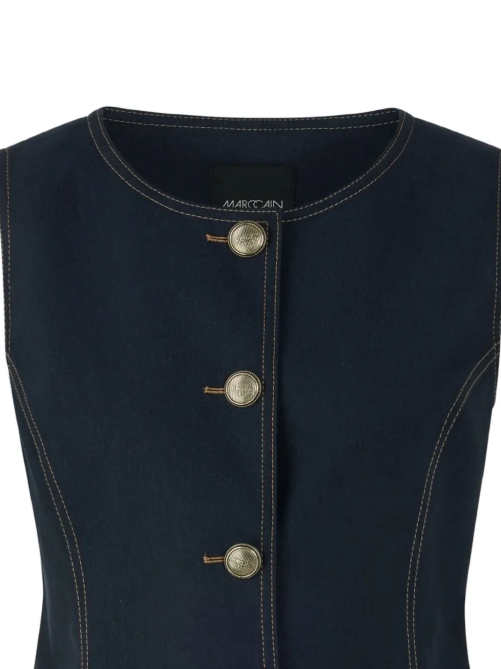  Marccain Button Seam Waistcoat - Blue 