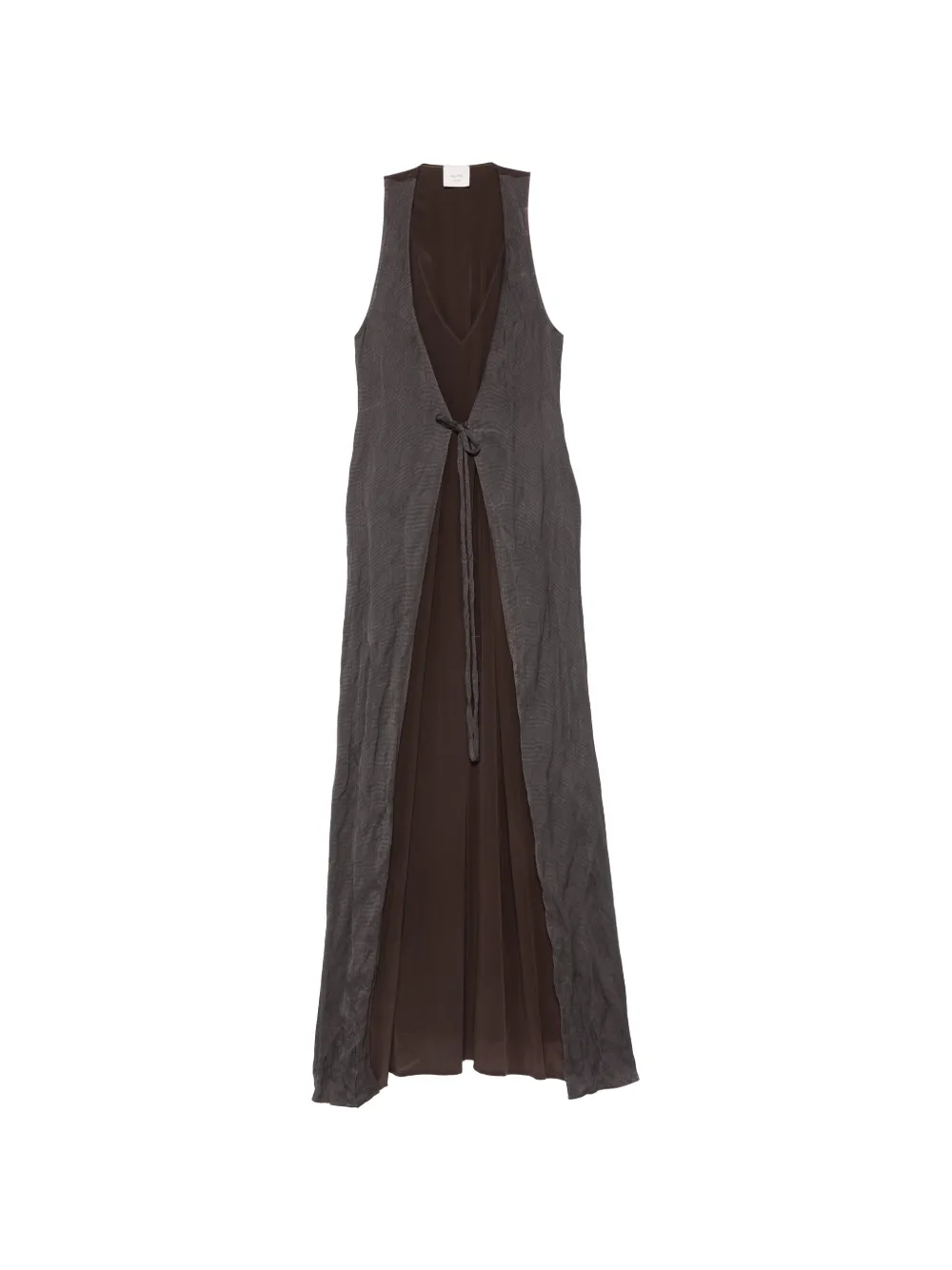 Alysi tie-front maxi dress - Marrone