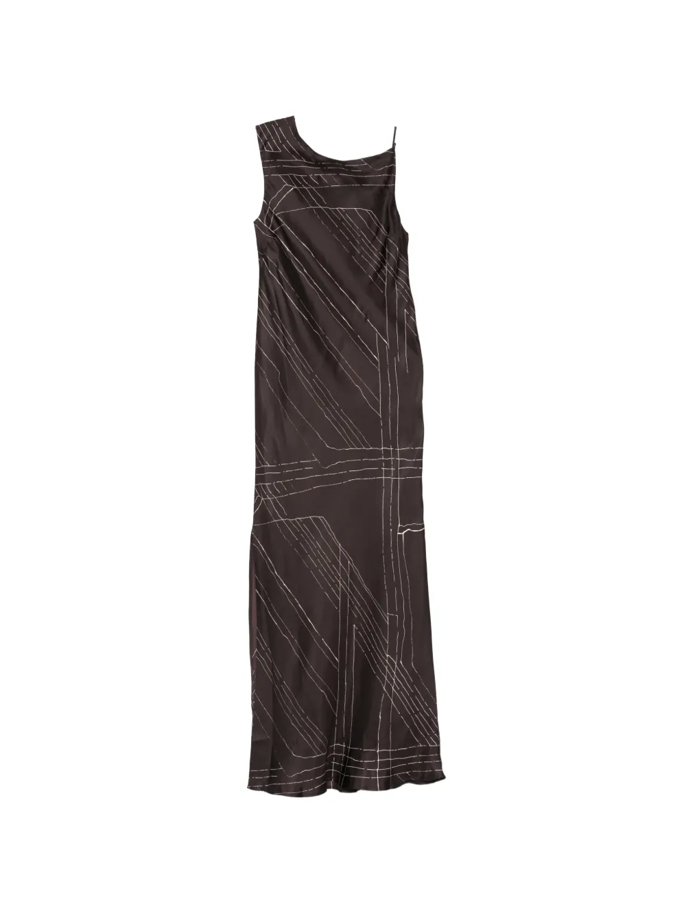 Alysi asymmetric-neck maxi dress - Marrone