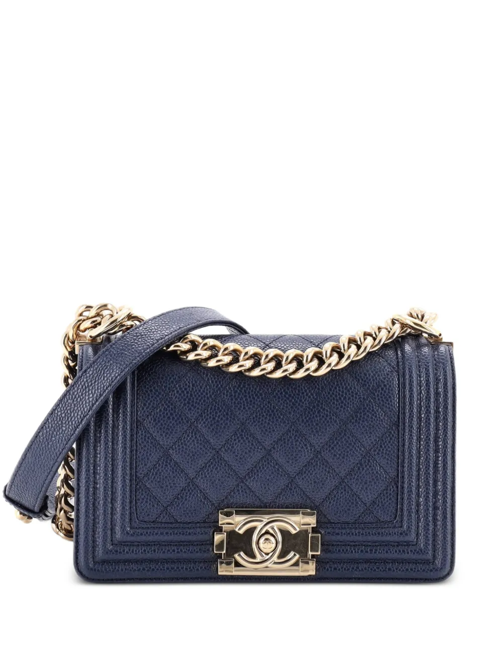 CHANEL Pre-Owned Boy Flap Bag Quilted Caviar Small crossbody bag - Blu