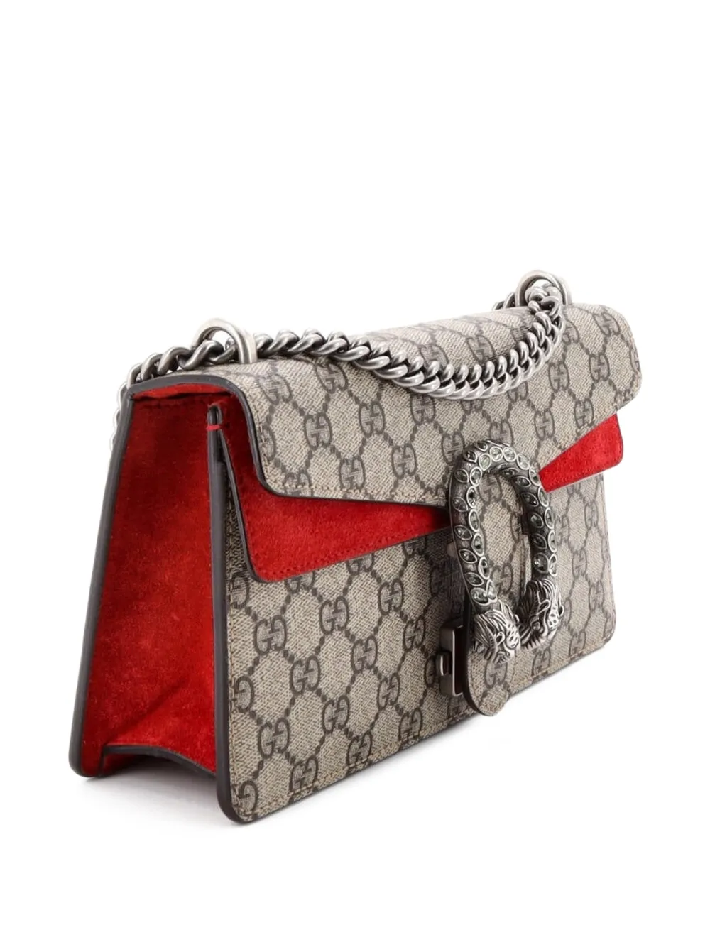  Gucci Pre-owned Dionysus Bag Gg Coated Canvas With Crystal Embellished Metal Small Shoulder Bag - Brown 