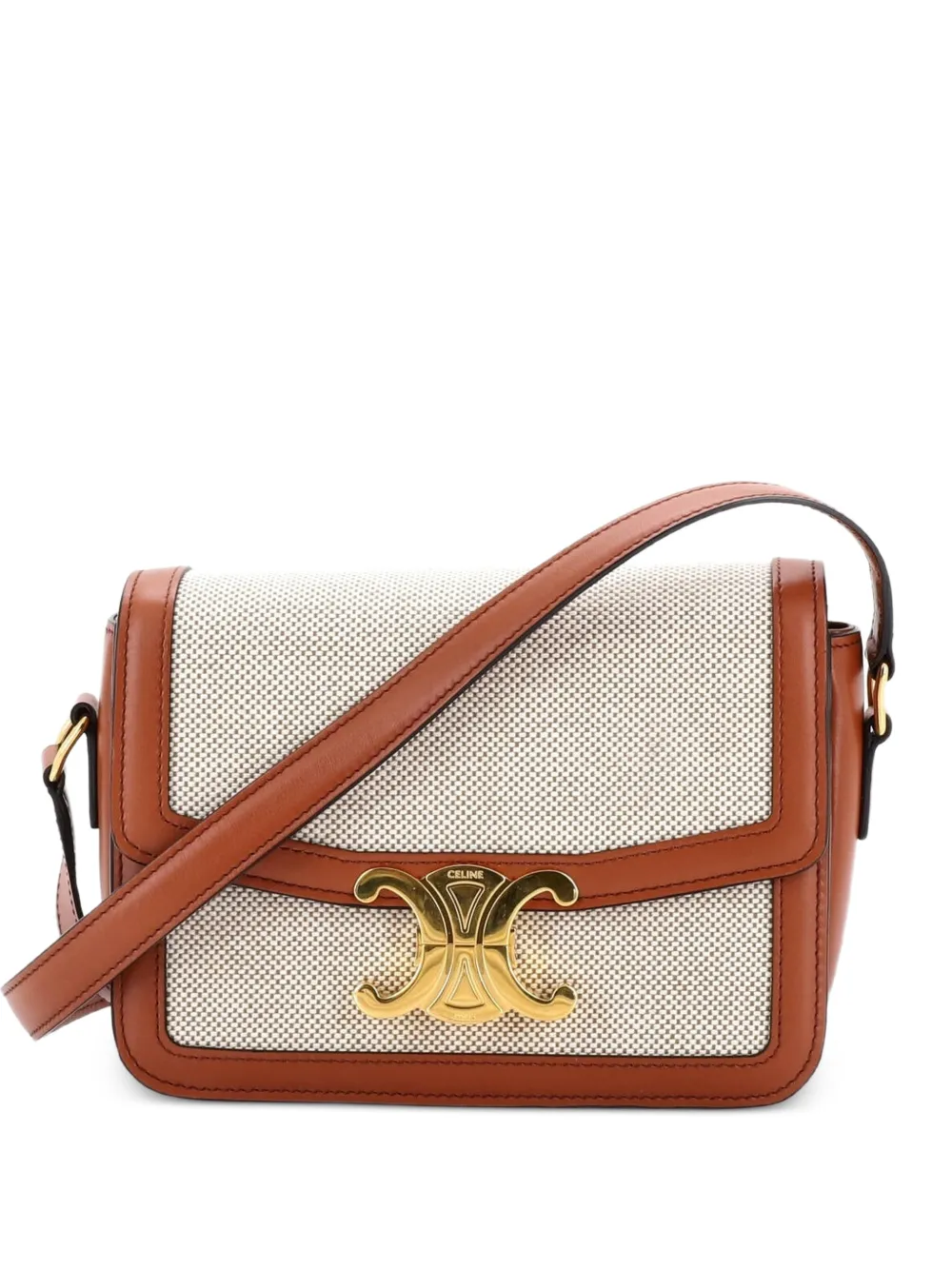 Celine Pre-Owned Triomphe Shoulder Bag Canvas with Leather Teen crossbody bag - Neutrals