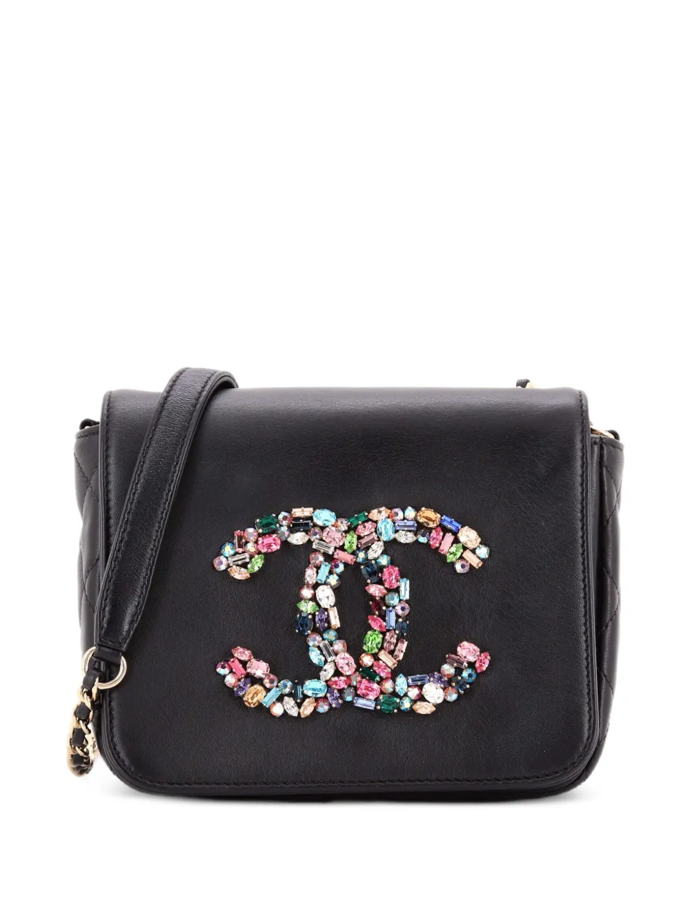 CHANEL Pre-Owned Giant Crystal CC Flap Bag Lambskin Mini crossbody bag - Nero