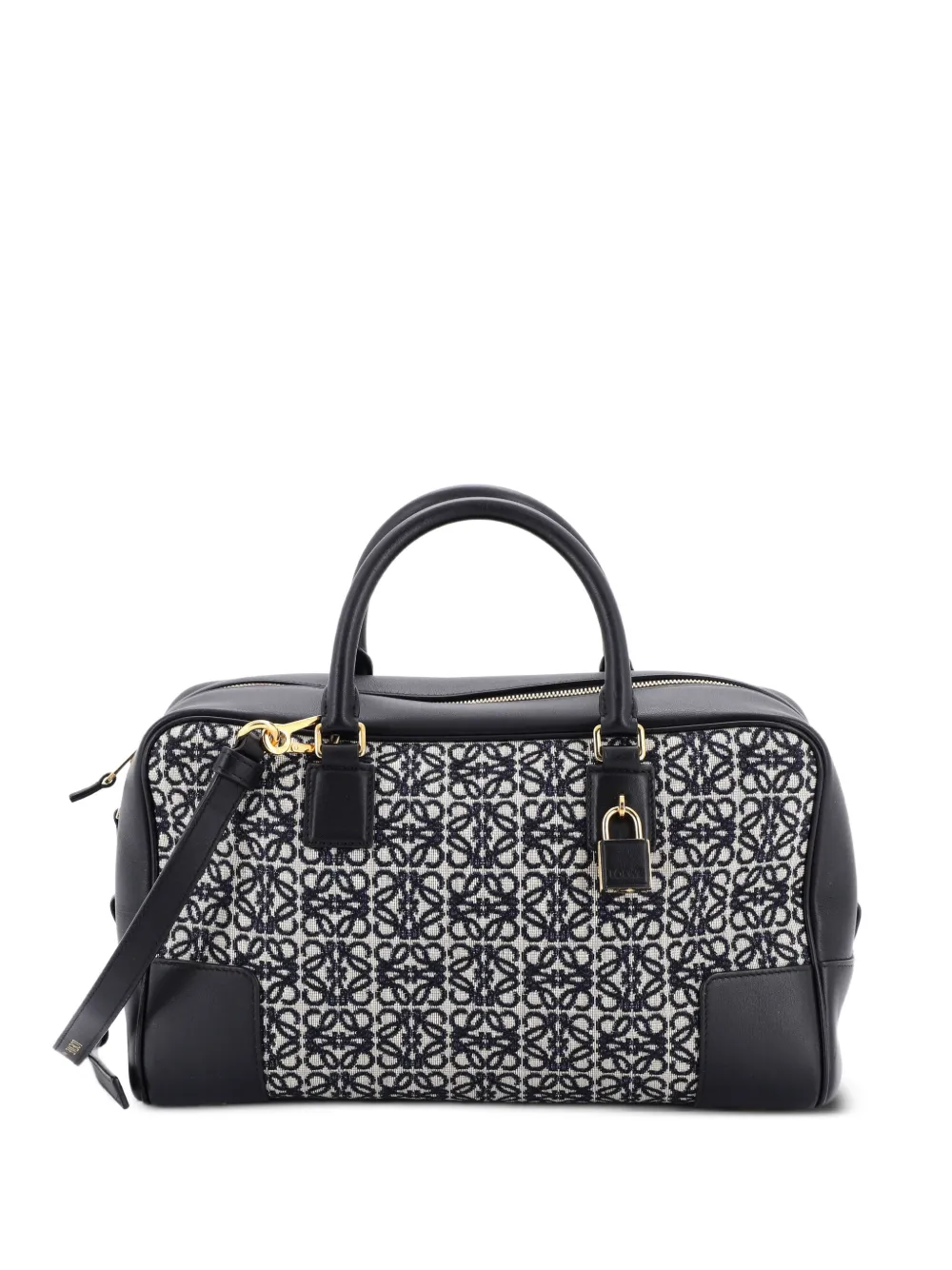 Loewe Pre-Owned Amazona Bag Leather and Jacquard Canvas 28 satchel - Nero