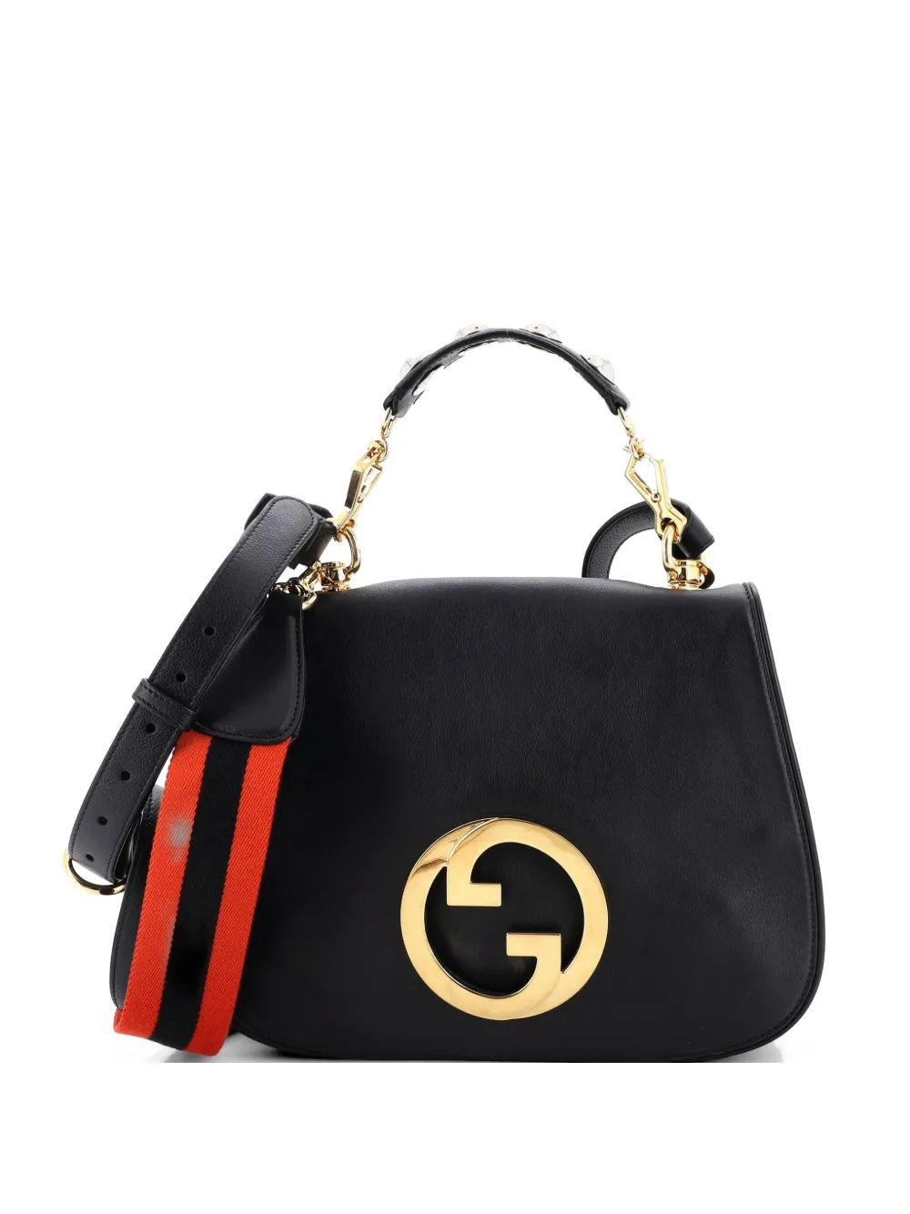 Gucci Pre-Owned Web Blondie Flap Bag Leather Medium shoulder bag - Nero