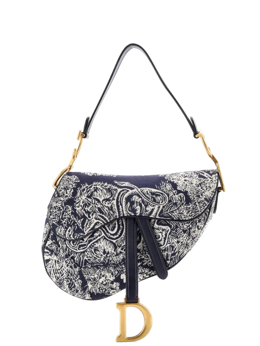 Christian Dior Pre-Owned Toile De Jouy Saddle Bag Embroidered Canvas Medium shoulder bag - Blau