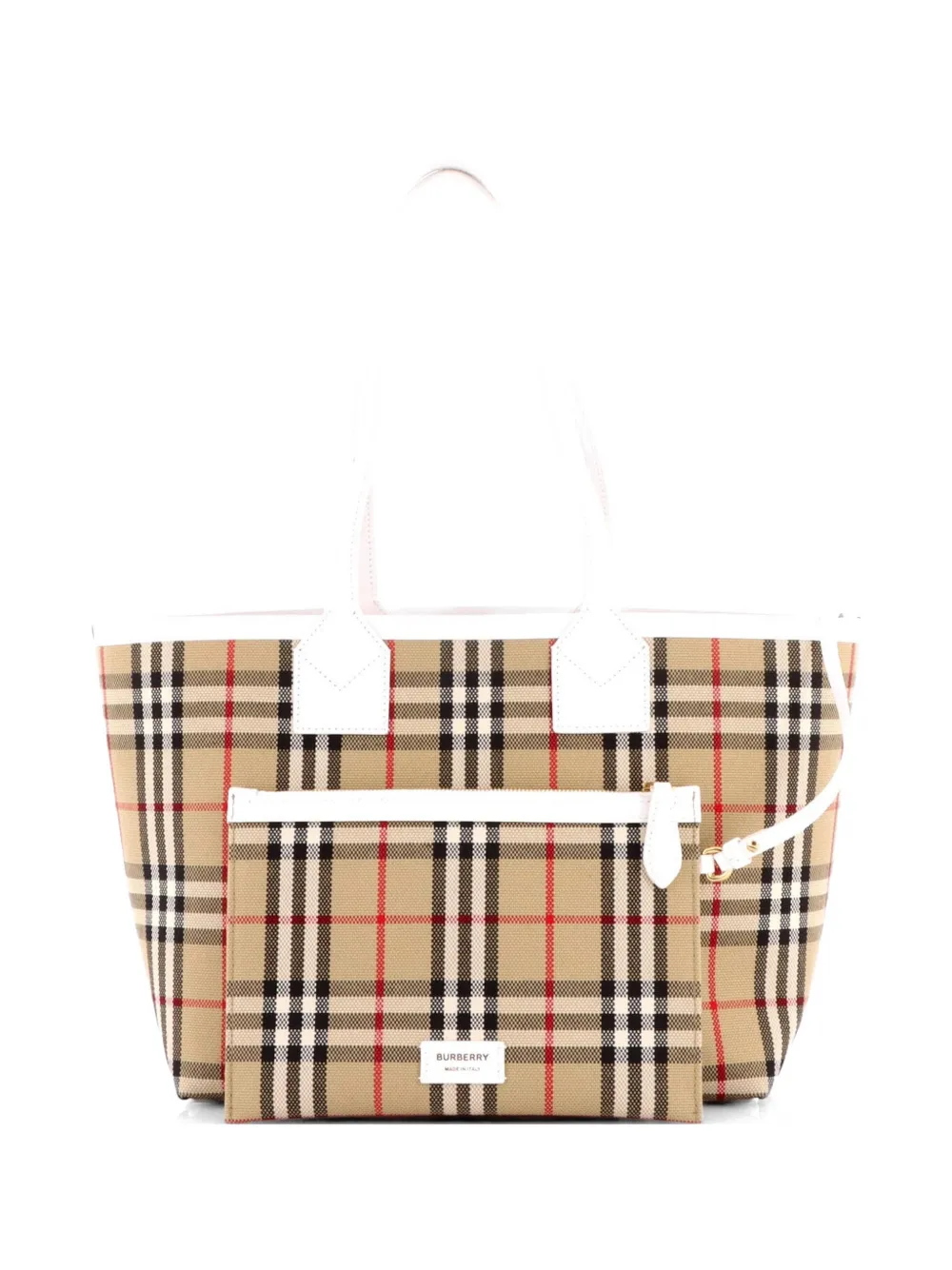 Pre-owned Burberry London Vintage Check Canvas Small Tote Bag In Brown
