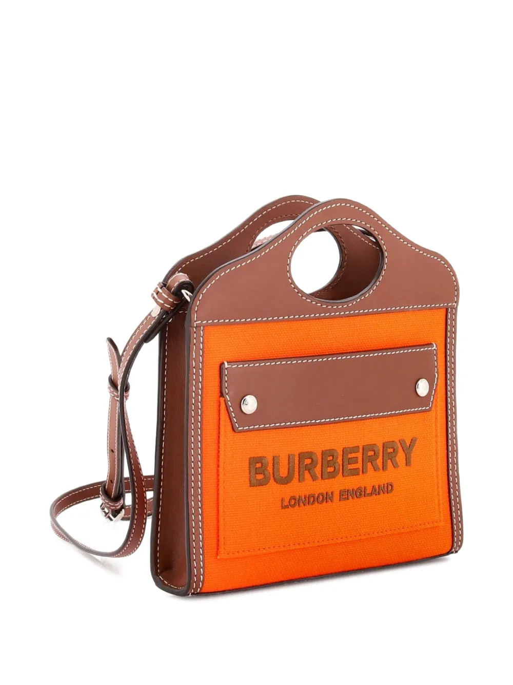 Logo Pocket Canvas With Leather Micro Tote Bag