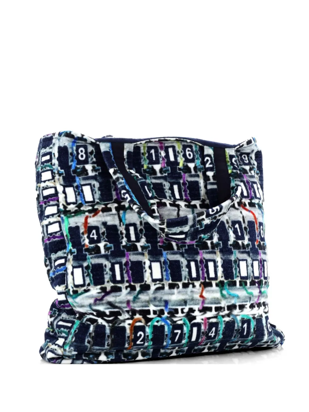 Pre-owned Chanel Beach Printed Terry Cloth Large Tote Bag In Multi