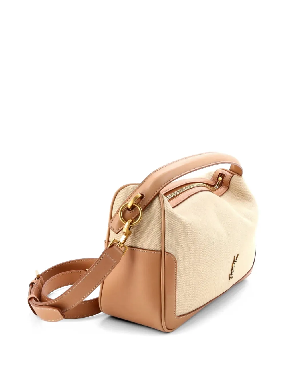 Supple Camera Top Handle Bag Canvas And Leather Satchel