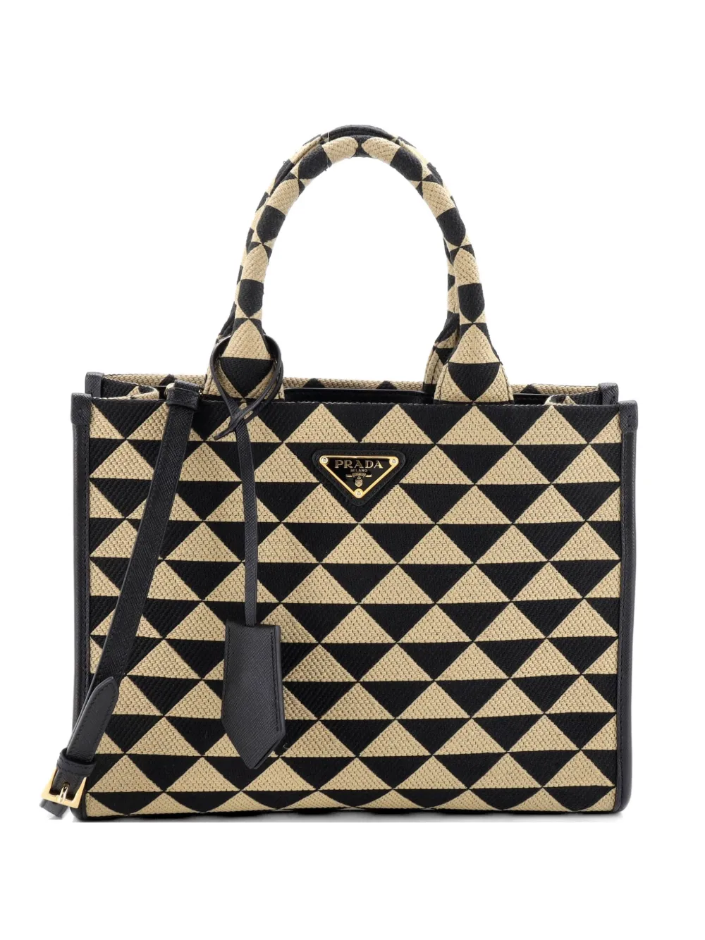 Prada Pre-Owned Symbole Shopper Jacquard Small tote bag - Black