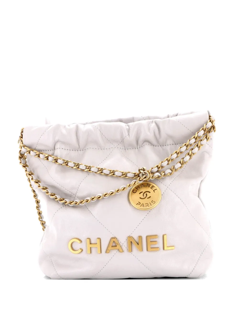 CHANEL Pre-Owned 22 Chain Hobo Quilted Calfskin Mini crossbody bag - Grigio