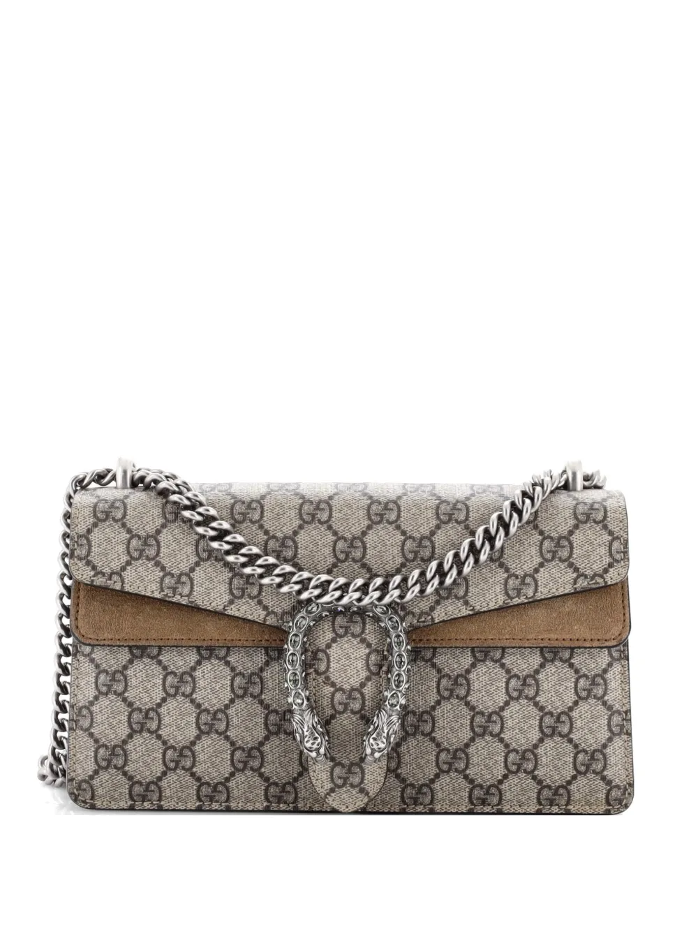 Gucci Pre-Owned Dionysus Bag GG Coated Canvas with Crystal Embellished Metal Small shoulder bag - Marrone