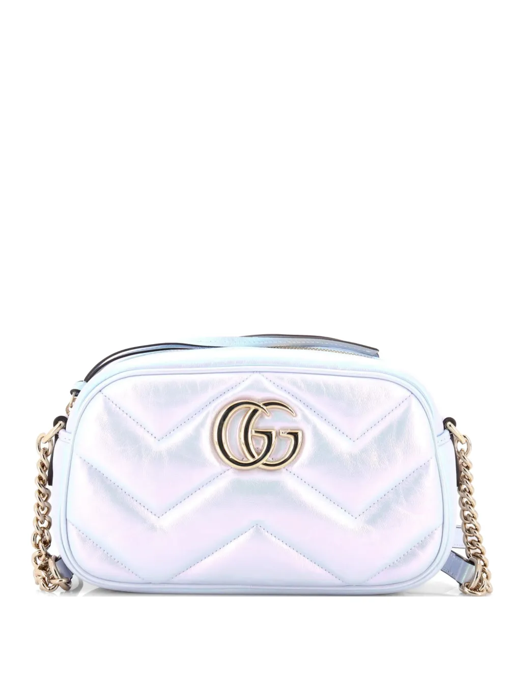Gucci Pre-Owned GG Marmont Chevron Iridescent Leather Small shoulder bag - Blu