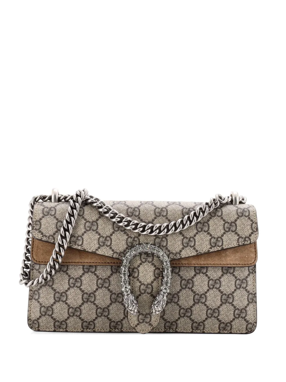 Gucci Pre-Owned Dionysus Bag GG Coated Canvas with Crystal Embellished Metal Small shoulder bag - Marrone