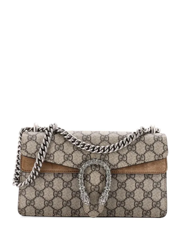 Gucci Pre-owned Dionysus Bag GG Coated Canvas with Crystal Embellished Metal Small Shoulder Bag in Brown