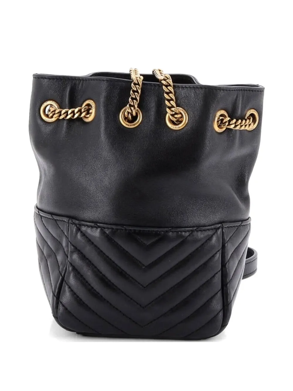 Joe Matelasse Chevron Leather Mini Bucket Bag