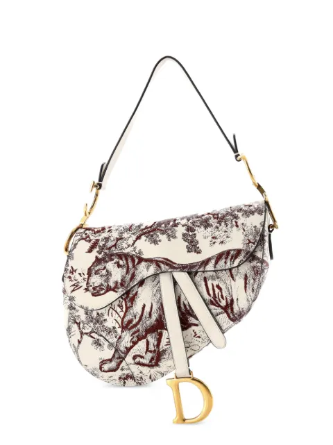 Christian Dior Pre-Owned Toile De Jouy Saddle Bag Embroidered Leather Medium shoulder bag
