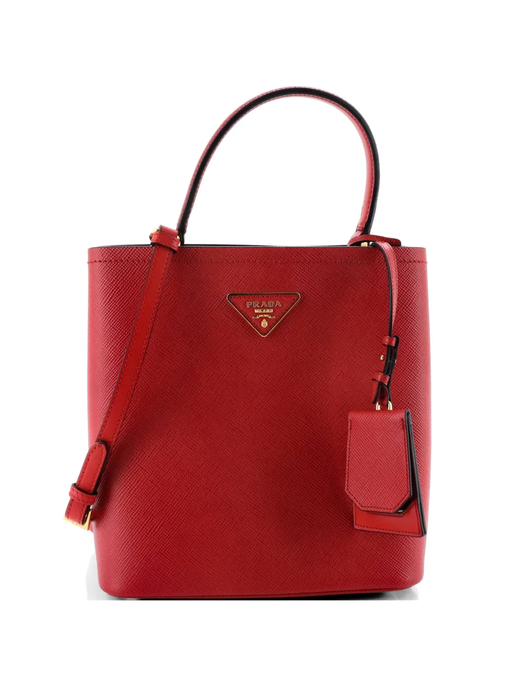 Prada Pre-Owned Panier Saffiano Leather Medium bucket bag - Rosso