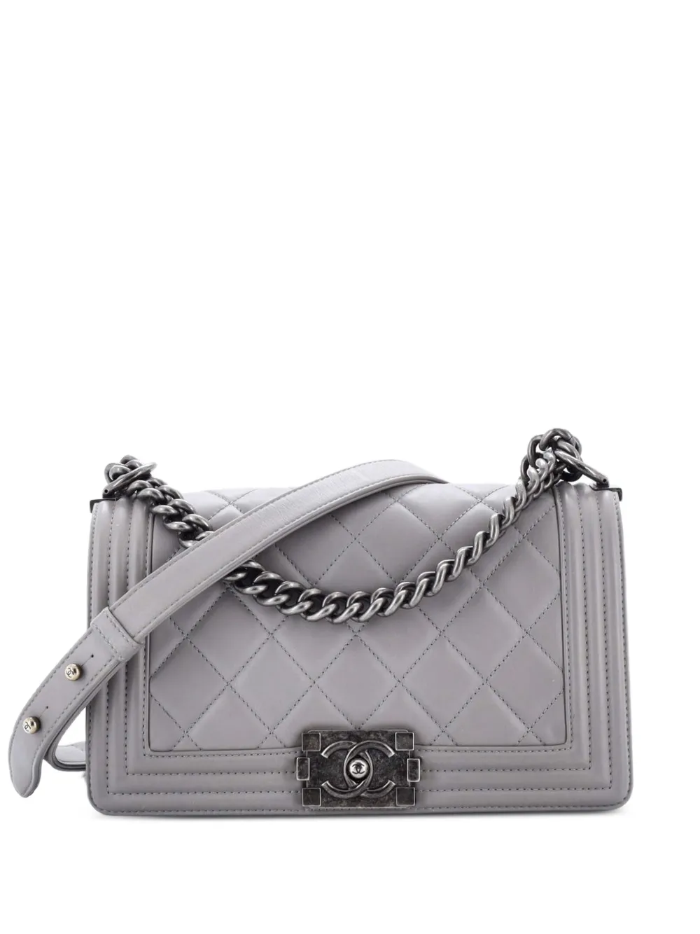 CHANEL Pre-Owned Boy Flap Bag Quilted Lambskin Old Medium shoulder bag - Grigio