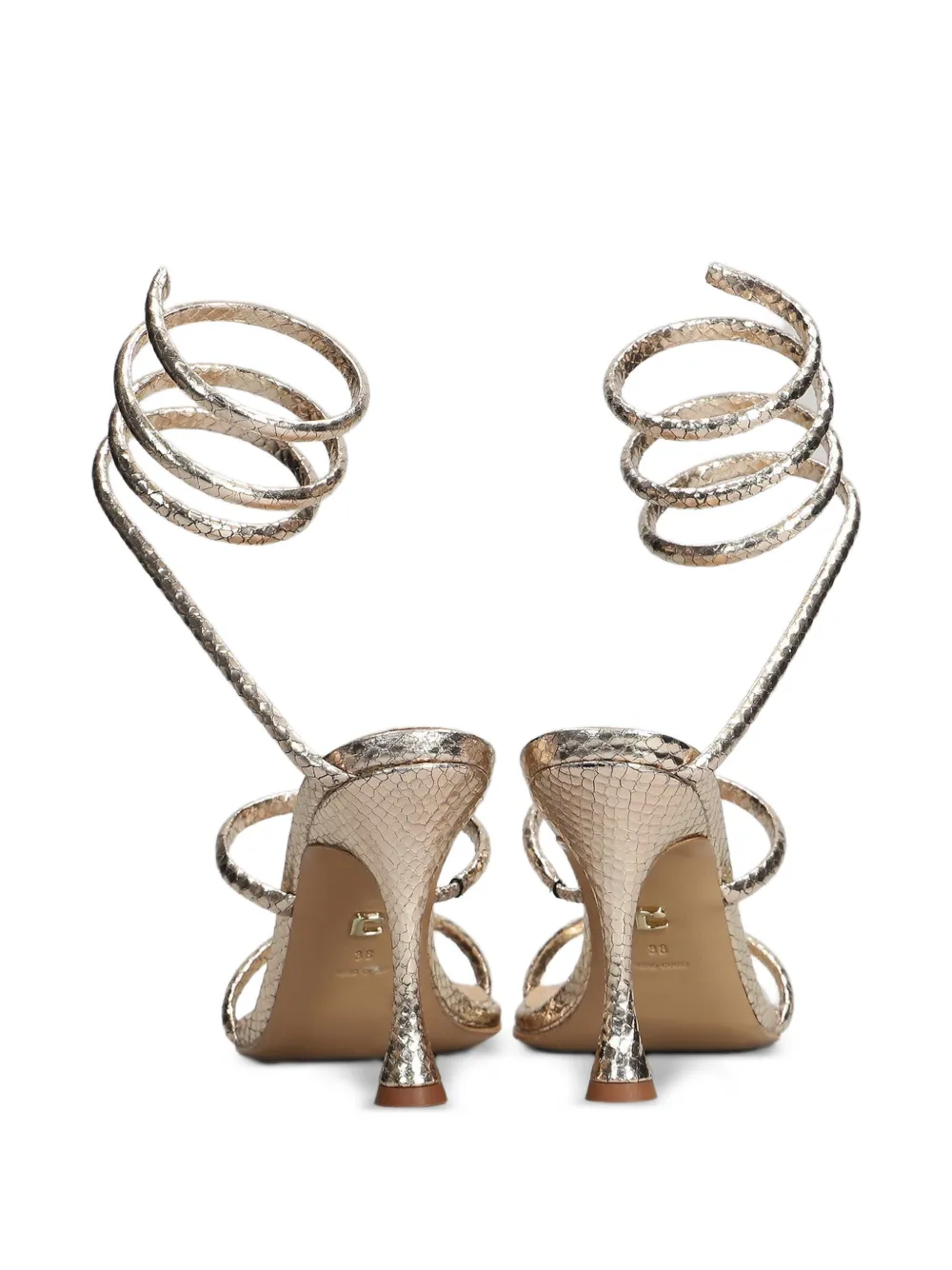 Lola Cruz Greta 95 sandalen met spiraalvormige bandjes Metallic