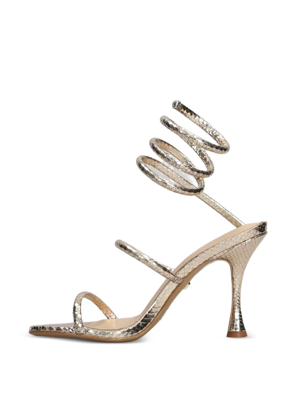 Lola Cruz Greta 95 sandalen met spiraalvormige bandjes Metallic