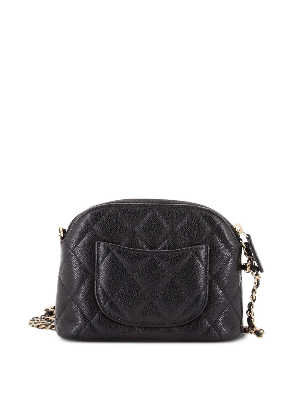  Chanel Pre-owned Pochette à Bandoulière Cc Dome Zippée à Matelassage Caviar Et Bride Chaîne Format Mini - Noir 