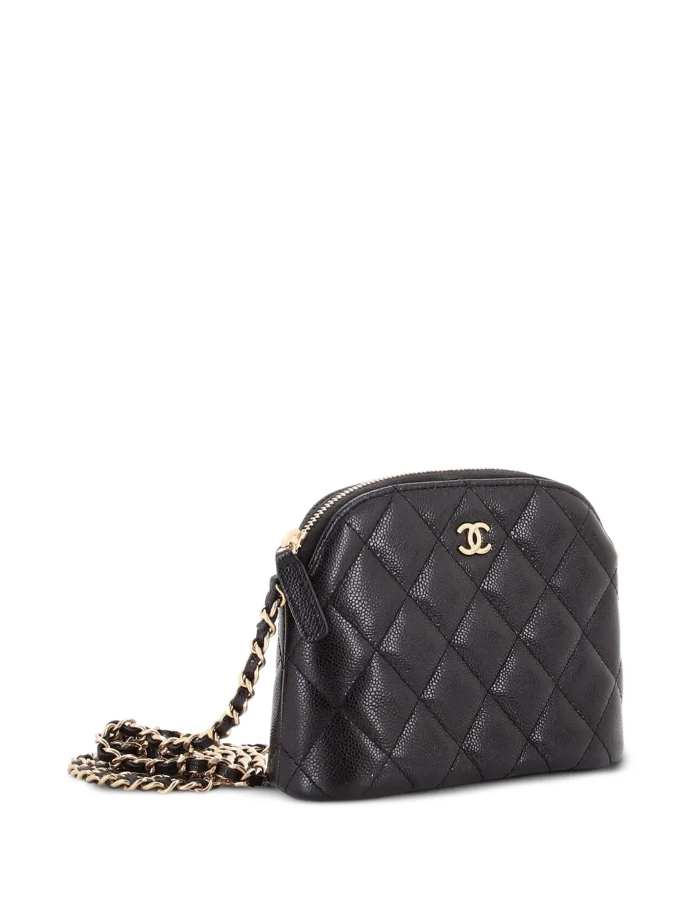  Chanel Pre-owned Pochette à Bandoulière Cc Dome Zippée à Matelassage Caviar Et Bride Chaîne Format Mini - Noir 