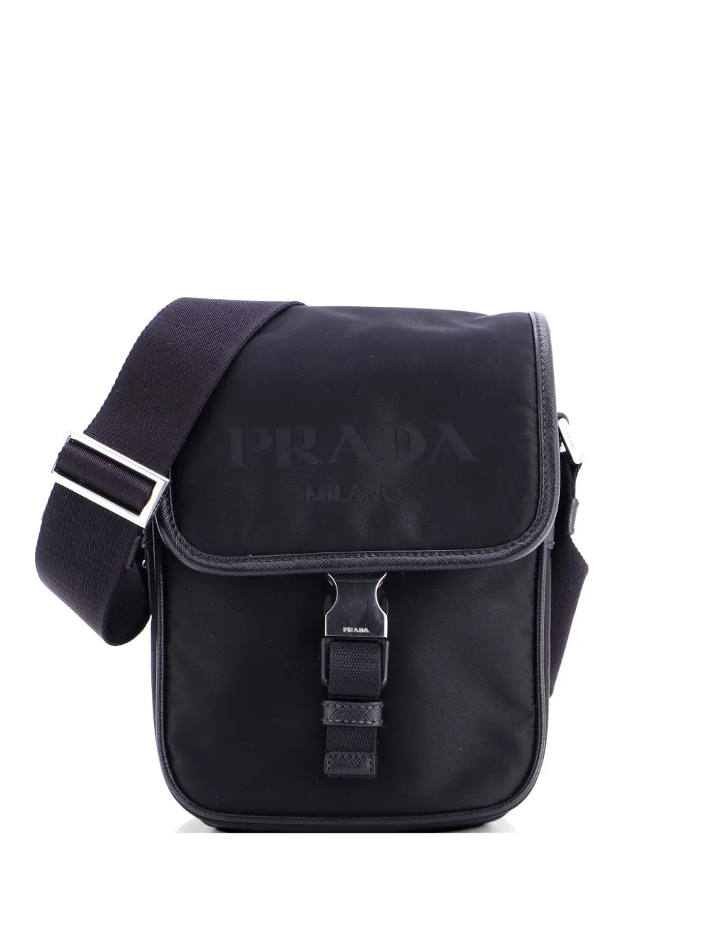 Prada Pre-Owned Logo Buckle Messenger Bag Nylon crossbody bag - Nero