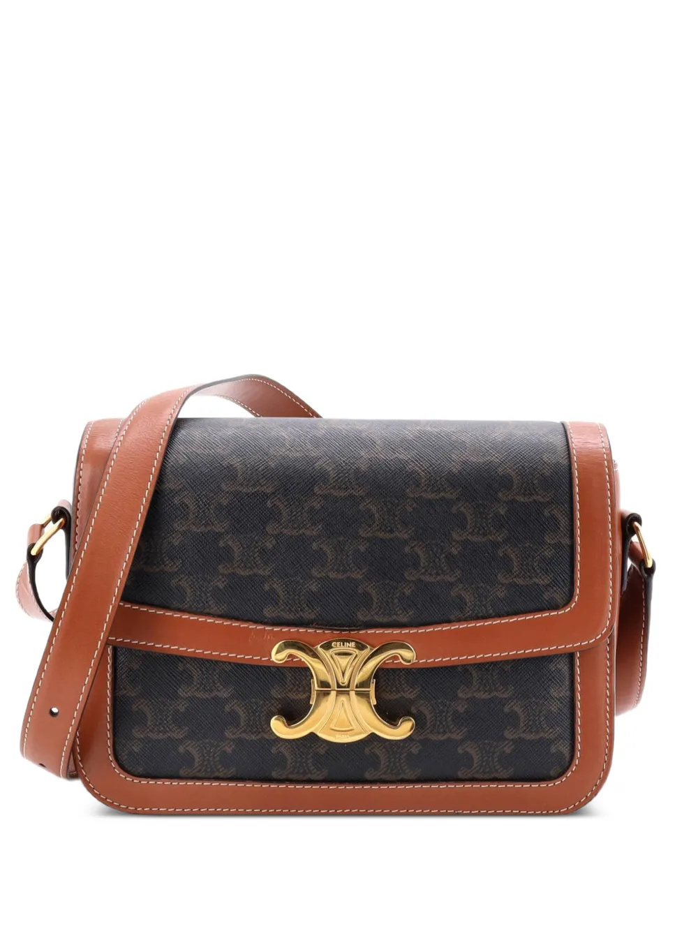 Celine Pre-Owned Triomphe Triomphe Coated Canvas Medium shoulder bag - Marrone