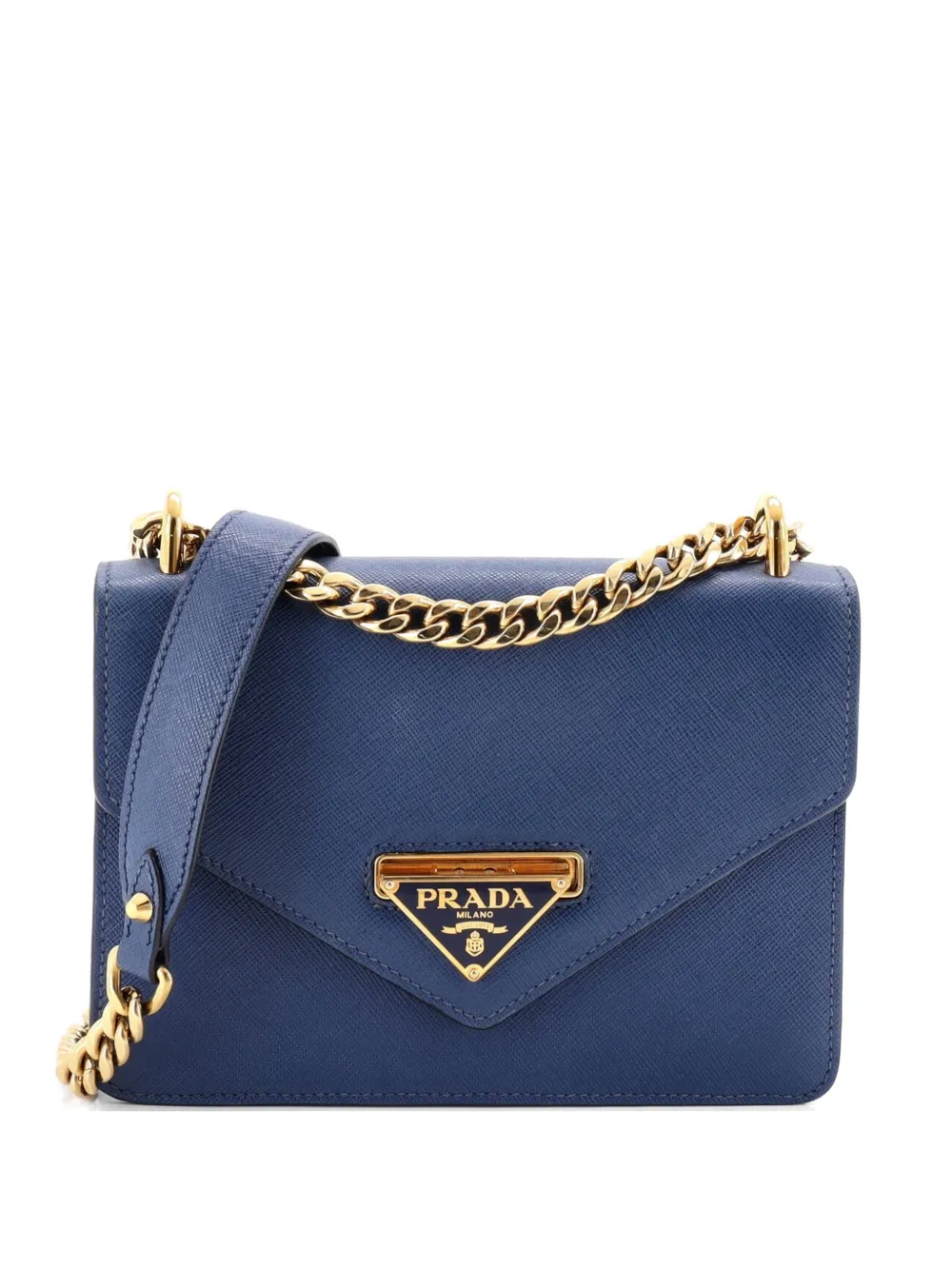 Prada Pre-Owned Envelope Flap Chain Shoulder bag Saffiano Leather Small crossbody bag - Blu