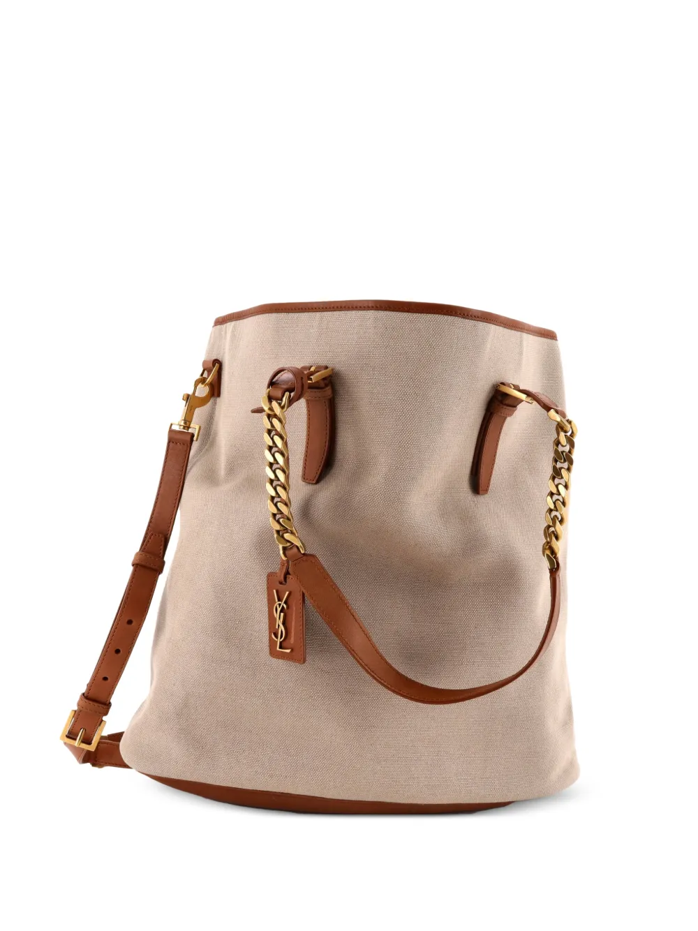 Saint Laurent Pre-Owned Sac Shopping Chain Canvas with Leather Medium tote bag - Neutrals