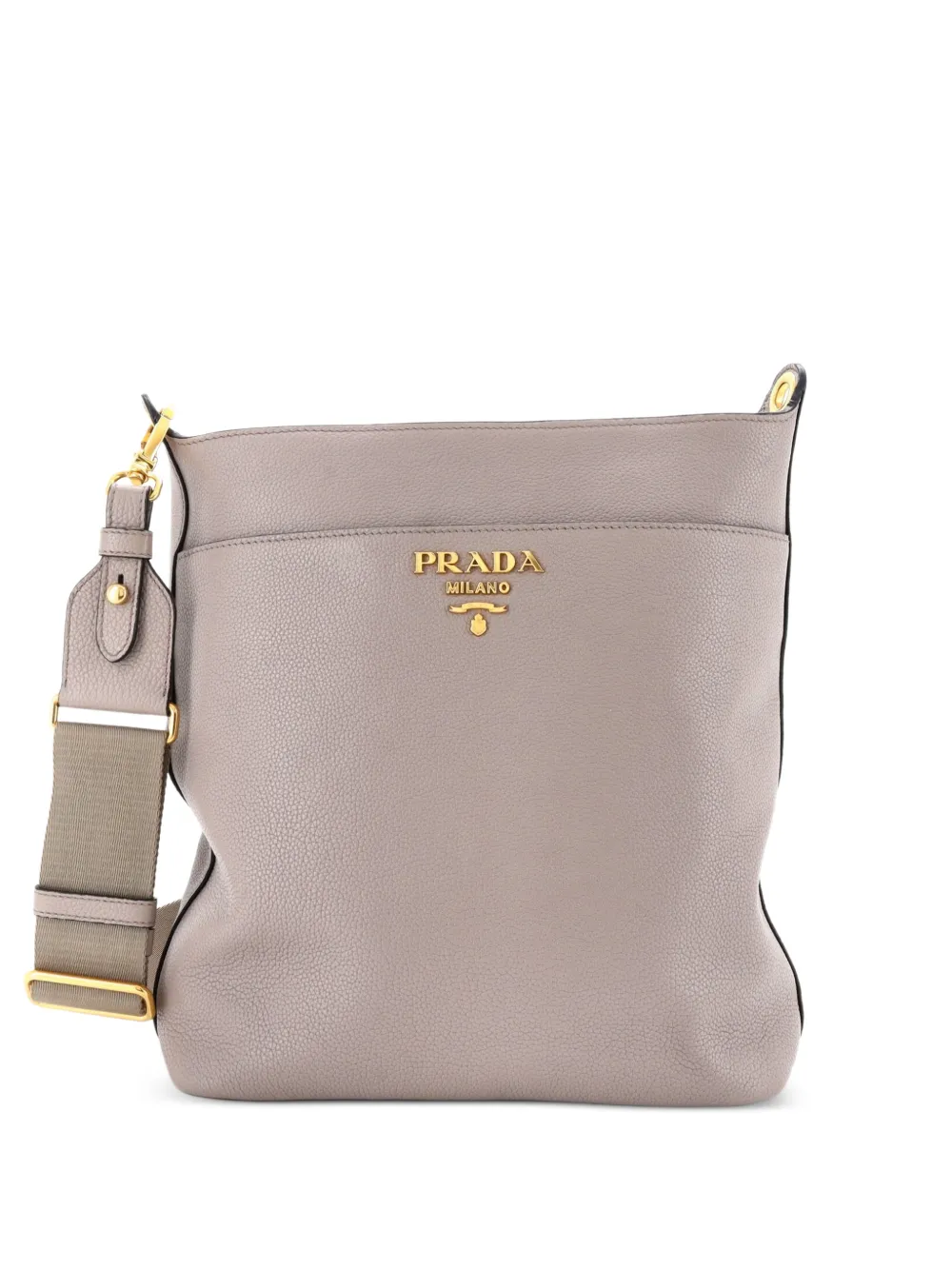 Prada Pre-Owned Front Pocket Zipped Vitello Phenix Medium crossbody bag - Grigio