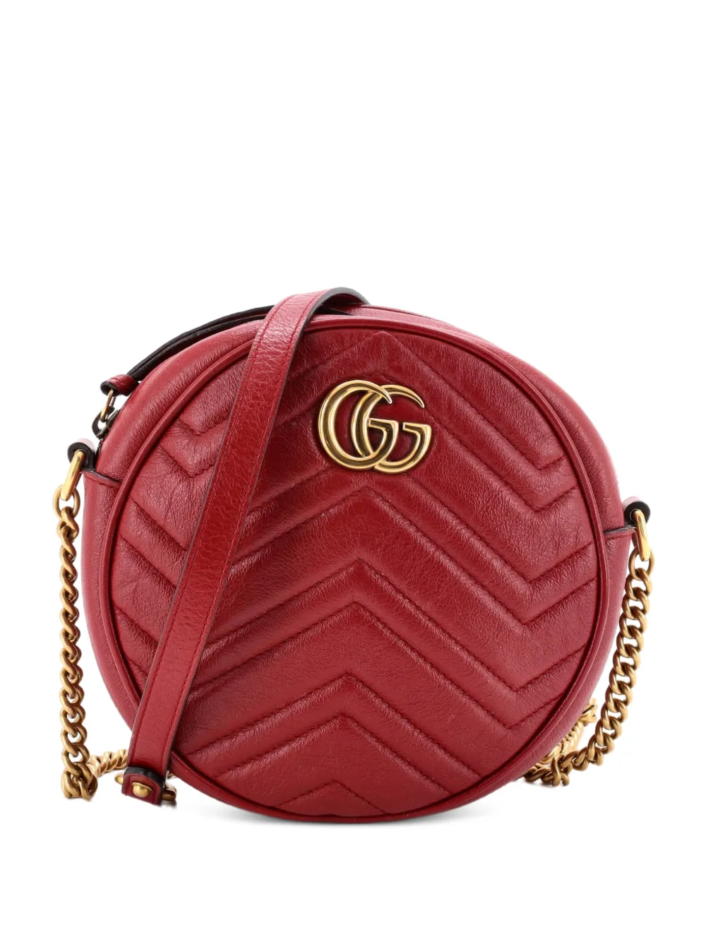 Gucci Pre-Owned GG Marmont Round Shoulder Bag Matelasse Leather Mini crossbody bag - Rosso